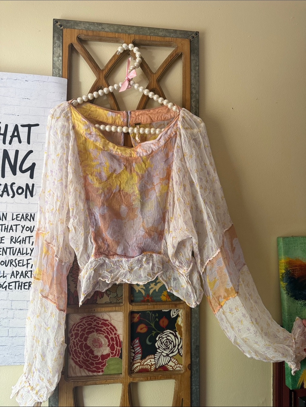 Free People Pastel Sheer Long Sleeve Women’s Top